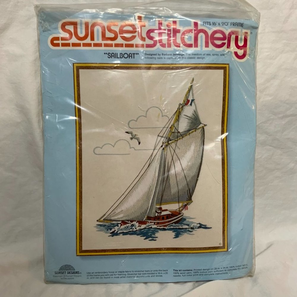 New Sunset stitchery Sailboat 16x20
